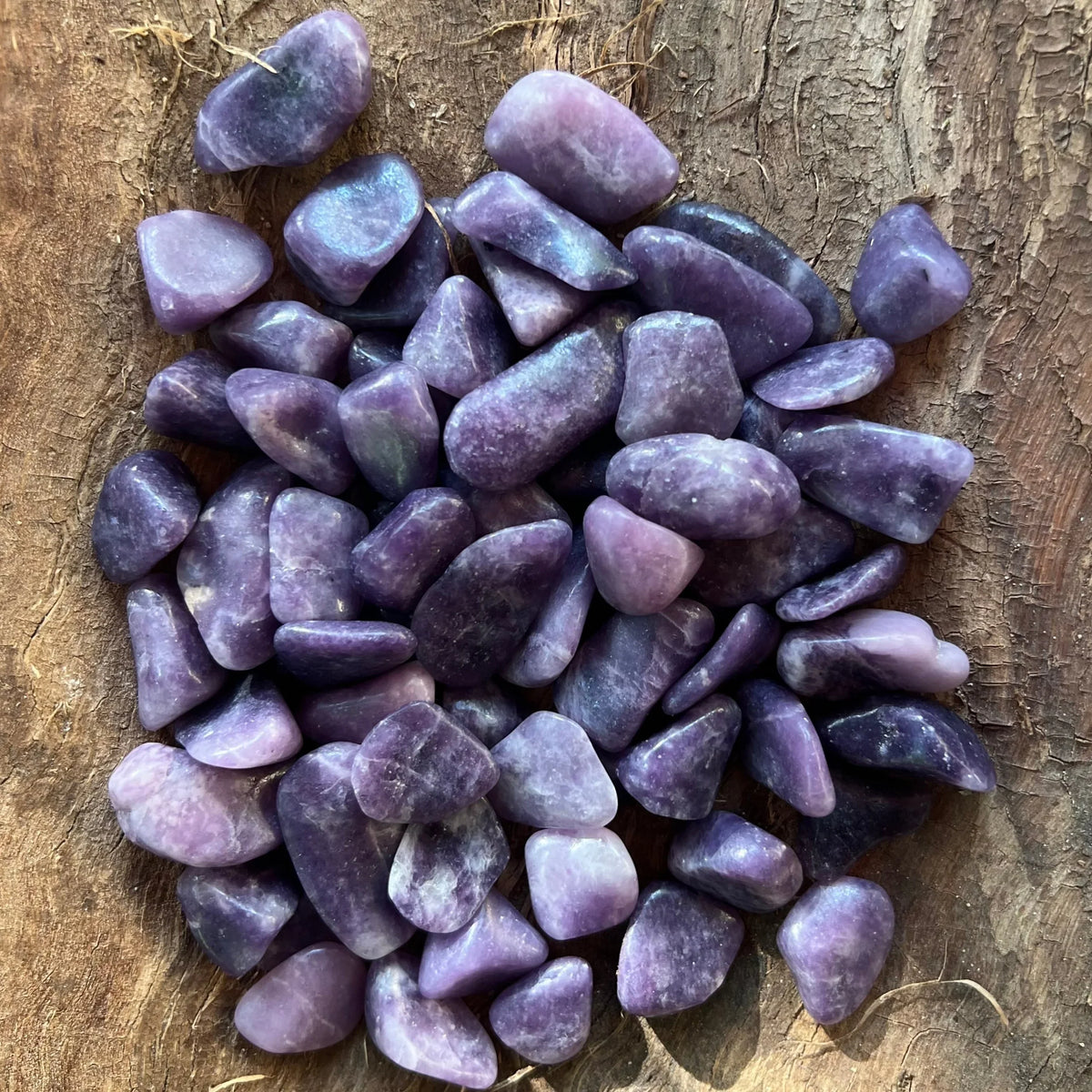 PIETRE MICI DE LEPIDOLIT PE UN FUNDAL PAMANTIU